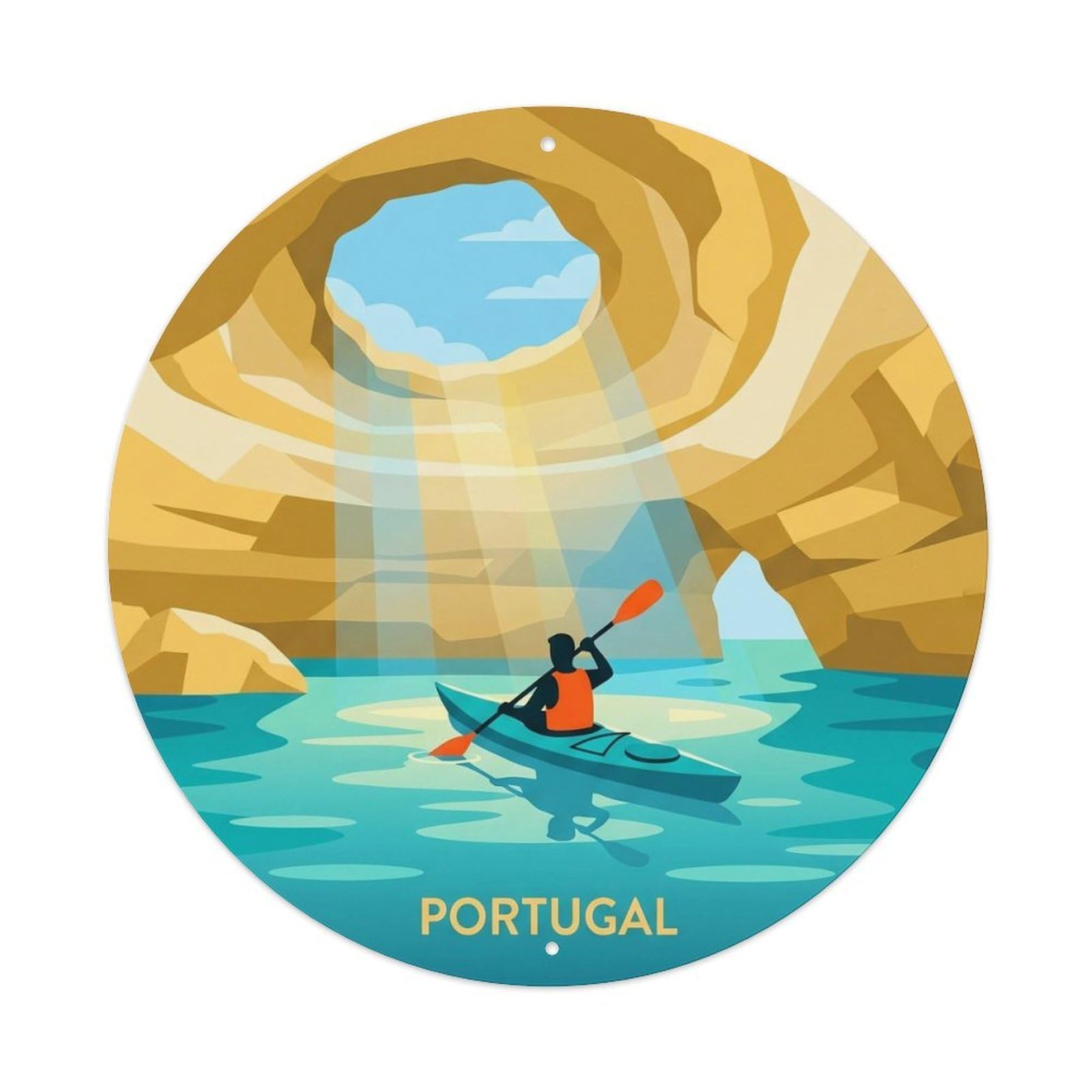 Olhnbad 08X08inch Style Artful Portugal Algarve Coast Classic Travel Art Metal Tin Sign