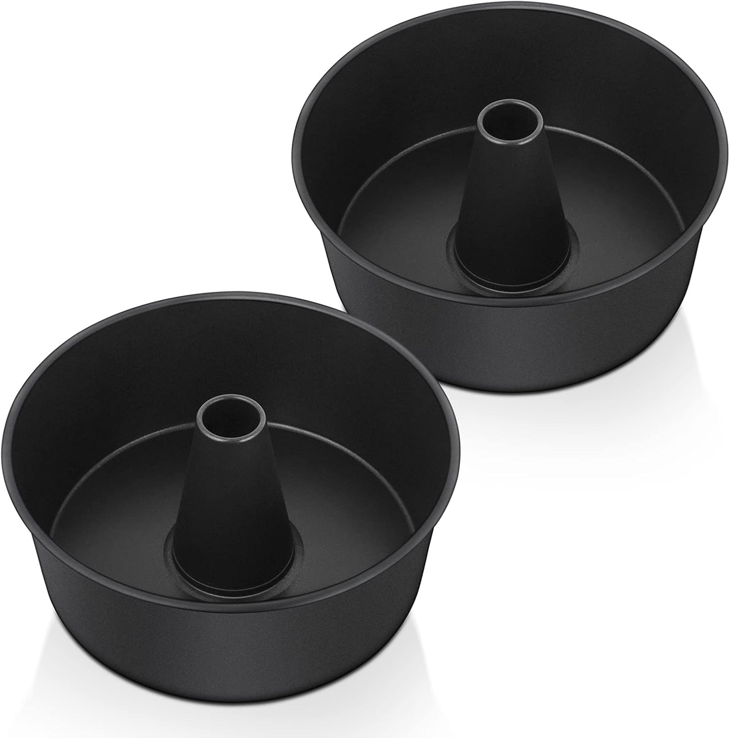 E-far Angel Food Cake Pan Set of 2, 10-Inch Non-stick Tube Pan for Baking Pound Chiffon Cake, One-piece Design, Easy Release & Clean up