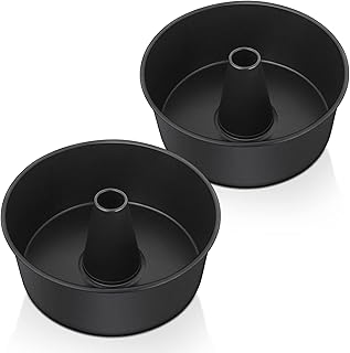Angel Food Cake Pan Set of 2, 10-Inch Non-stick Tube Pan for Baking Pound Chiffon Cake, One-piece Design, Easy Release & Clean up