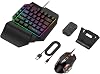 Half Hand Gaming Keyboard and Mouse Combo 4 in 1 Gaming Mechanical Keyboard Mouse Converter Wired 39 Keys Keyboard with LED Backlight for Android