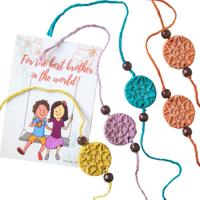 HAMELIN Mens Rakshabandhan Fancy Designer Dora Rakhi for Brother | Raksha Bandhan Special Biodegradable Rakhi | Rakhi Pack of 2 | Special Rakhis Made with Temple Flowers | Sustainable & handmade (B09BQFRY9S) Amazon Price History, Amazon Price Tracker