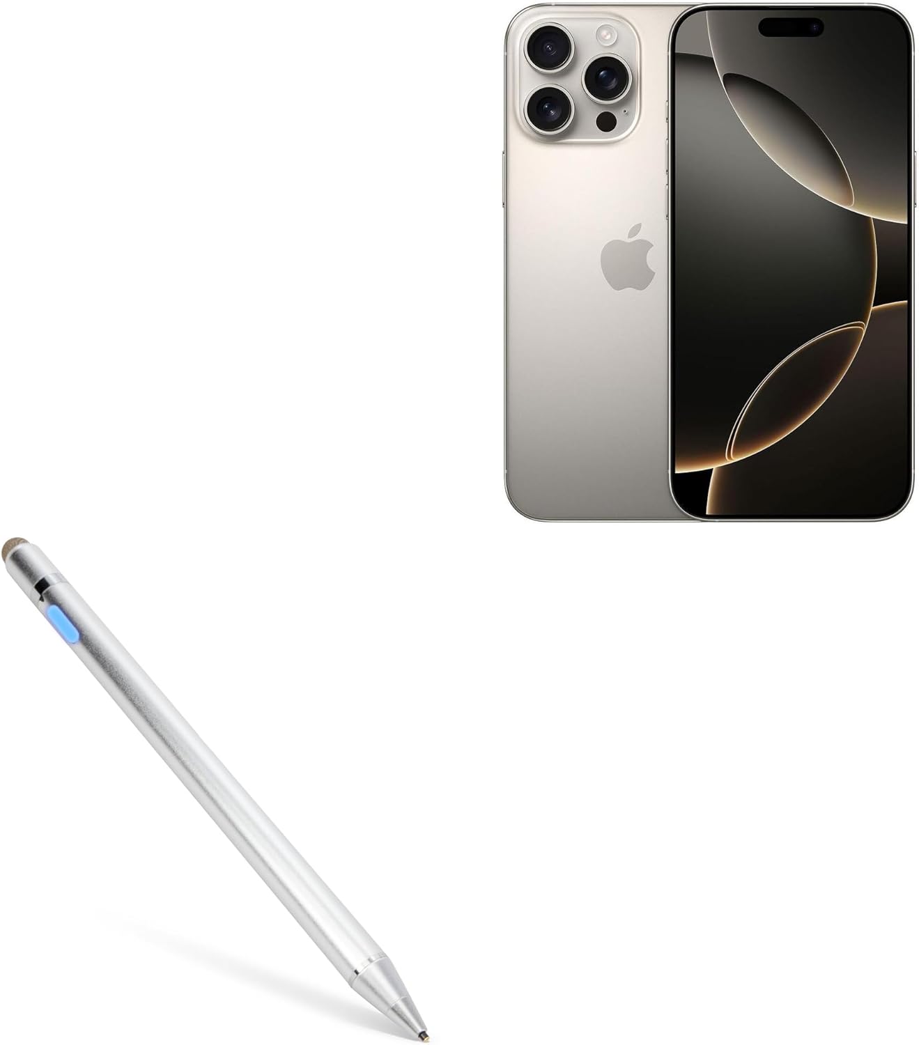 BoxWave Stylus Pen Compatible with Apple iPhone 16 Pro Max - AccuPoint Active Stylus, Electronic Stylus with Ultra Fine Tip - Metallic Silver