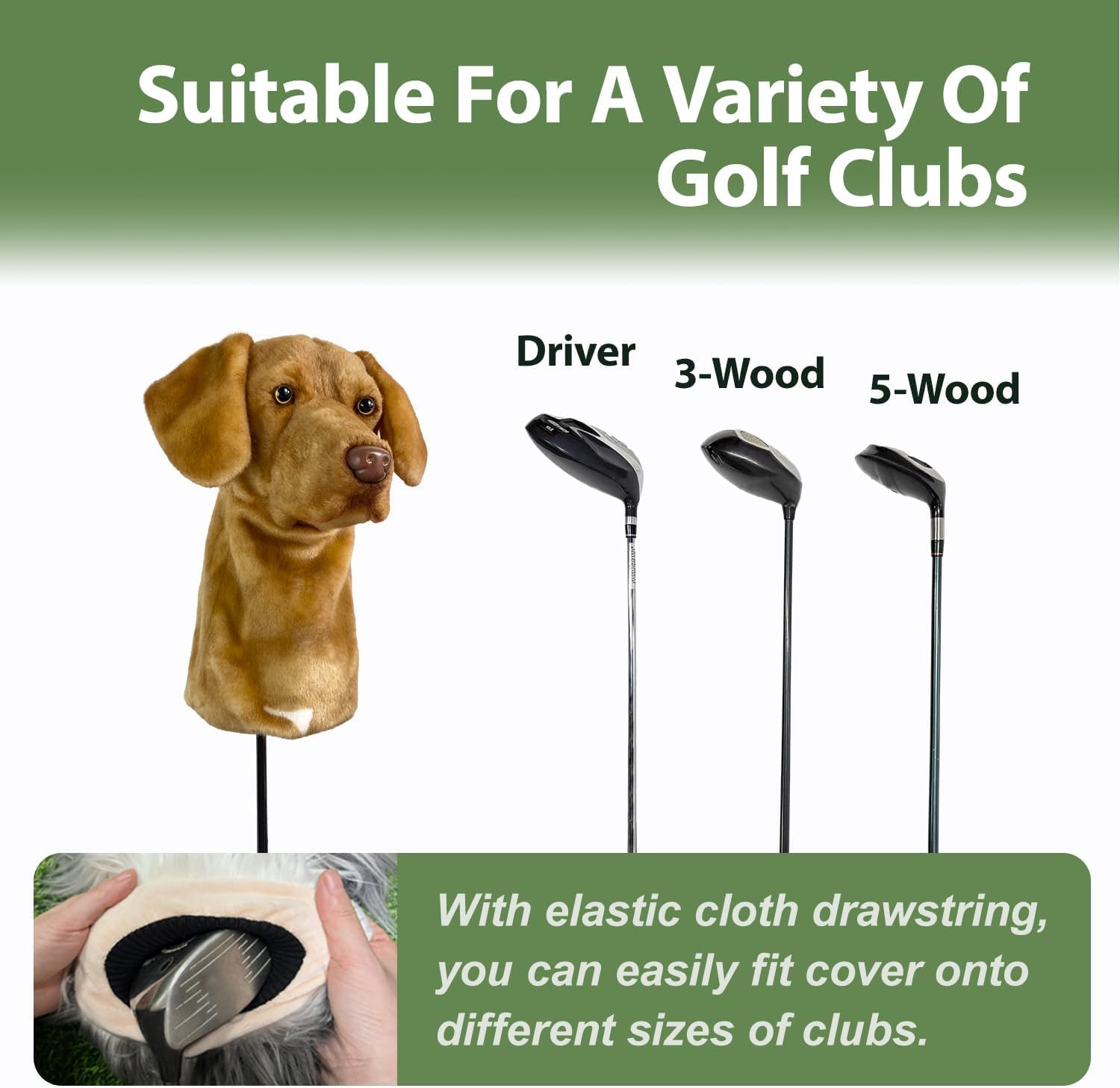 Custom Golf Club Head Covers, Neutral Home Office Decor for Adult Spaces (3-Tawny)