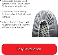 Vista 5 de TIVIT Funda para tabla de planchar de 12 x 28 pulgadas Pro Grip Pad con 3 correas de cierre y cuerda elástica de tracción, capas acolchadas