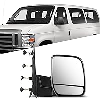 Vista 34 de Juego de espejos laterales montados Compatible con Ford E150 E250 E350 E450 E550 Van 2002-2008, plegable manual, sin calefacción, luz de charco