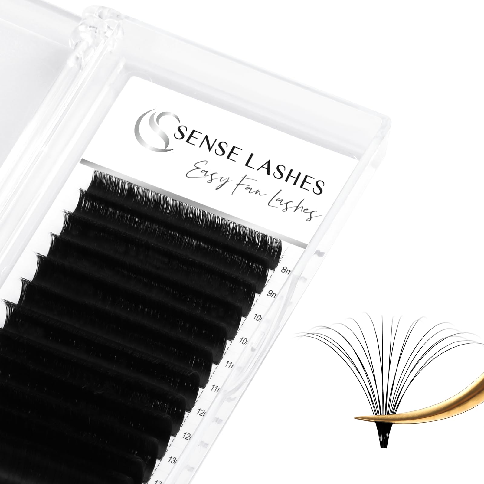 SENSELASHES Easy Fan Lash Extension 03 05 07 C/CC/D Curl 8-20mm Volume Lashes Self Fanning Soft&Matte Black Professional Eyelash Extension Supplies(0.03C 20-25mm)