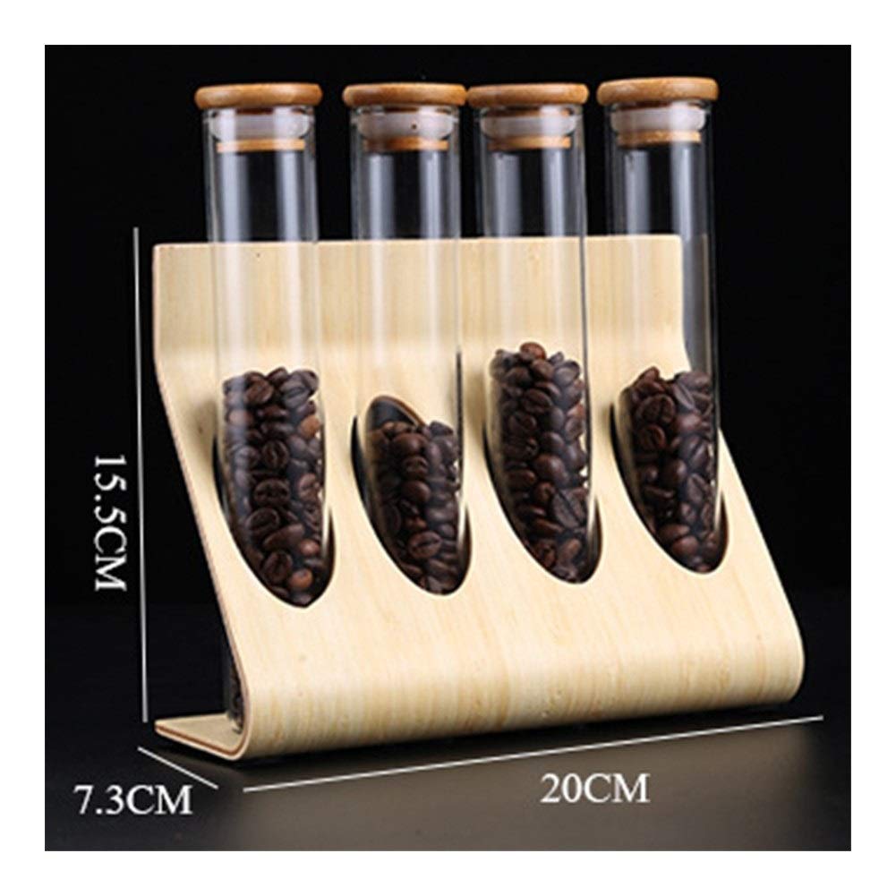PYouo-tubos de ensayo grandes, En bastidor soporte del tubo de ensayo de vidrio, madera granos de café té de la exhibición, almacenamiento sellado ornamentos decorativos Cereales frasco , Materiales d