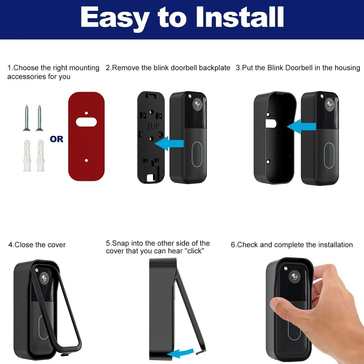 Blink Doorbell Mount for All-new Blink Video Doorbell(2nd Gen), No-Drilling Blink Mount Bracket, Easy Installation for Blink Doorbell Camera Security System (Blink Doorbell is Not Included),Black