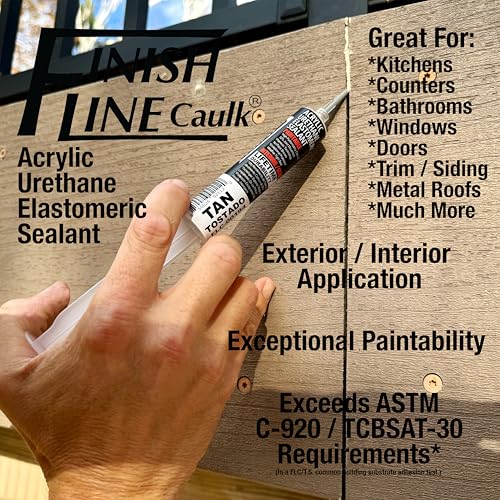Image of Acrylic Urethane Elastomeric Sealant - Pre-Filled Precision Caulk Gun - Tan - 3-Pack - Flexible & Durable Sealant for Trim, Baseboards, and Small Cracks