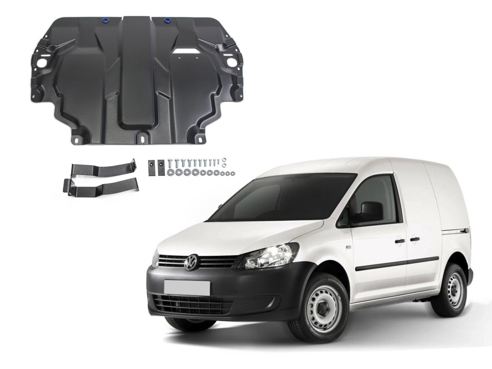 J&J AUTOMOTIVE Unterfahrschutz passend für Volkswagen Caddy 4 ab 2015, Stahl 2mm Motor und Getriebeschutz Unterbodenschutz Passform Schwarz