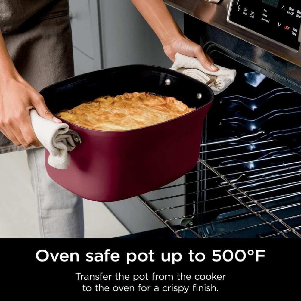 PossibleCooker PRO Multi-Cooker, 8-in-1 Slow Cooker and Dutch Oven, 8.5-Quart, Oven Safe to 500°F- cherry