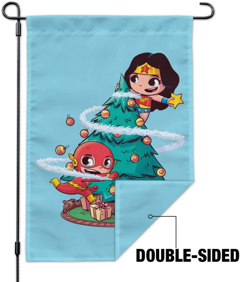 Wonder Woman and Flash Christmas Tree Garden Yard Flag