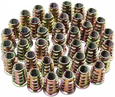 HSEAMALL 50PCS M8 Zinc Alloy Hex Socket Screw-in Nuts Threaded Insert Nuts for Wood Furniture