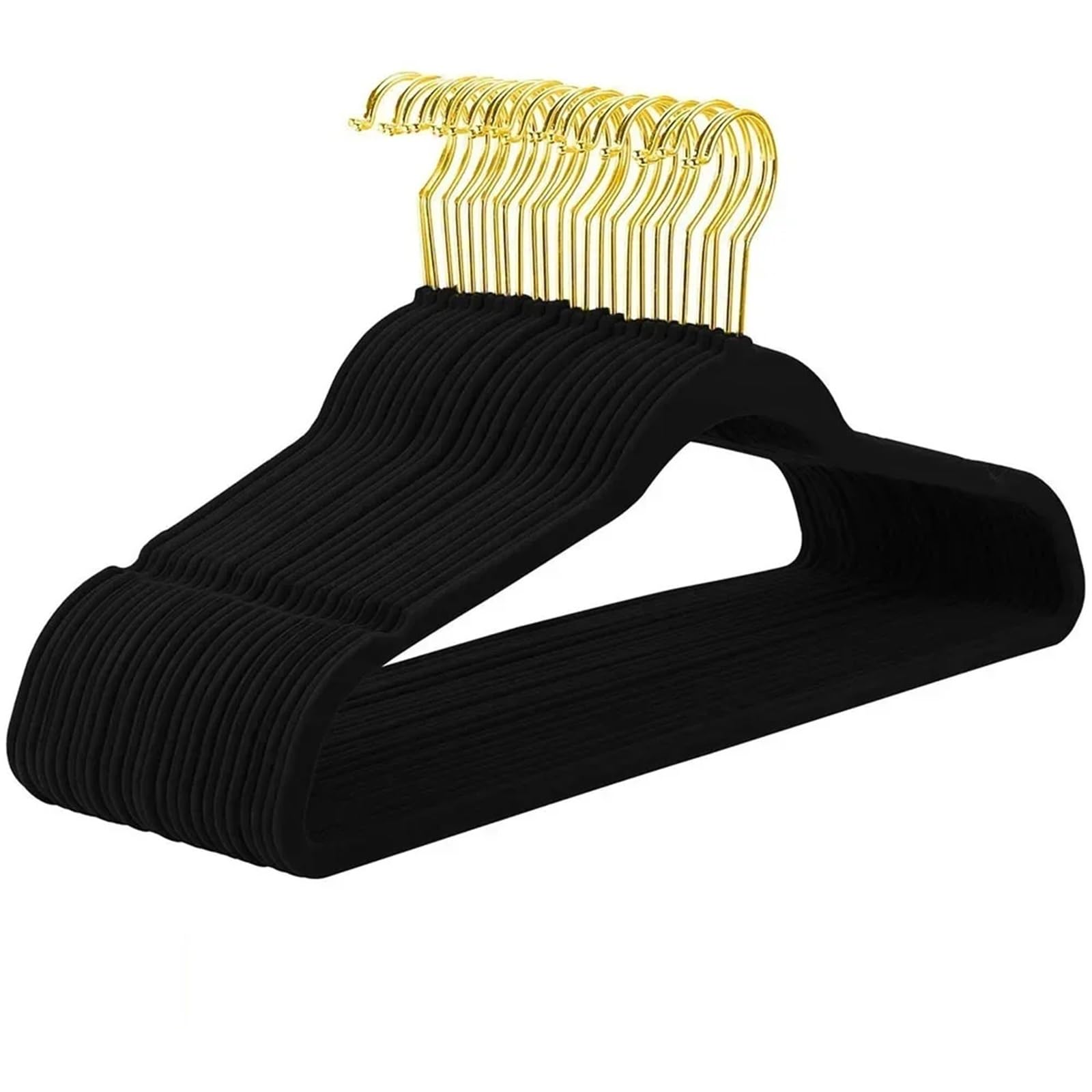 Duexioly Black Velvet Hangers 45Cm Seamless Flocking Golden Hook Hanger Dry And Wet Wardrobe Storage Adult Magic For Storage(,10Pcs)