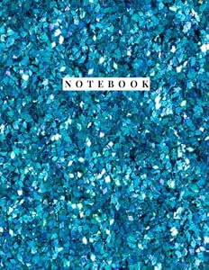 Notebook: Lined Notebook Journal - Sparkly teal Blue glitter - 120 Pages - Large (8.5 x 11 inches)