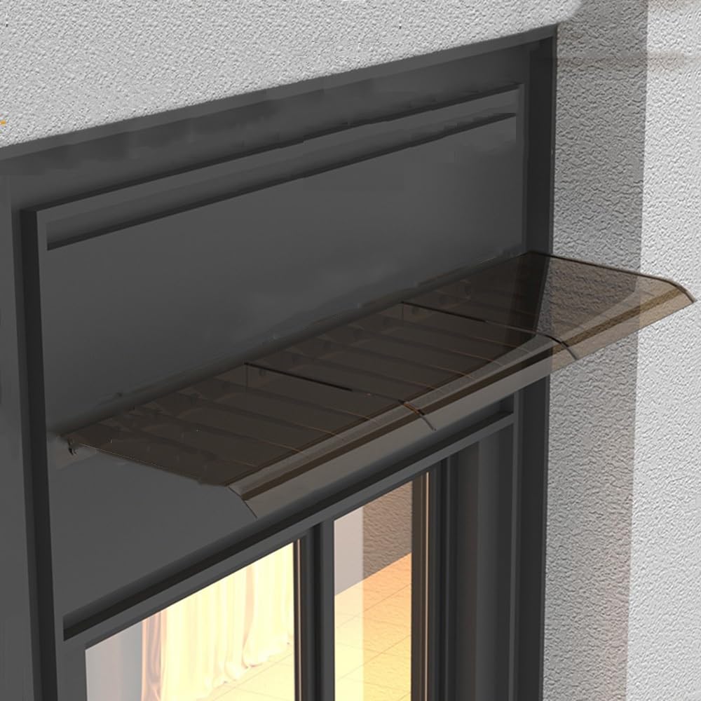 Outdoor-Fenster-Türüberdachung – Polycarbonat-Terrassenmarkise, Regenschutz, braun (40,6 - 200,9 cm Breite) – UV-Schutz, wetterfeste Dachabdeckung