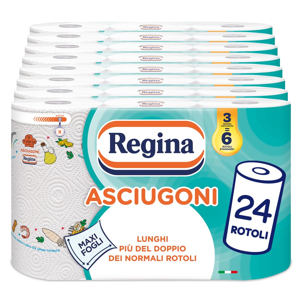 Queen - Toallas de papel de cocina | Paquete de 24 rollos de 2 capas | 85 lágrimas por rollo* | Maxi hojas más grandes y absorbentes | Papel 100% certificado FSC® | 100 grietas por rollo, maxi hojas, más del doble de largo que los rollos normales, papel 1