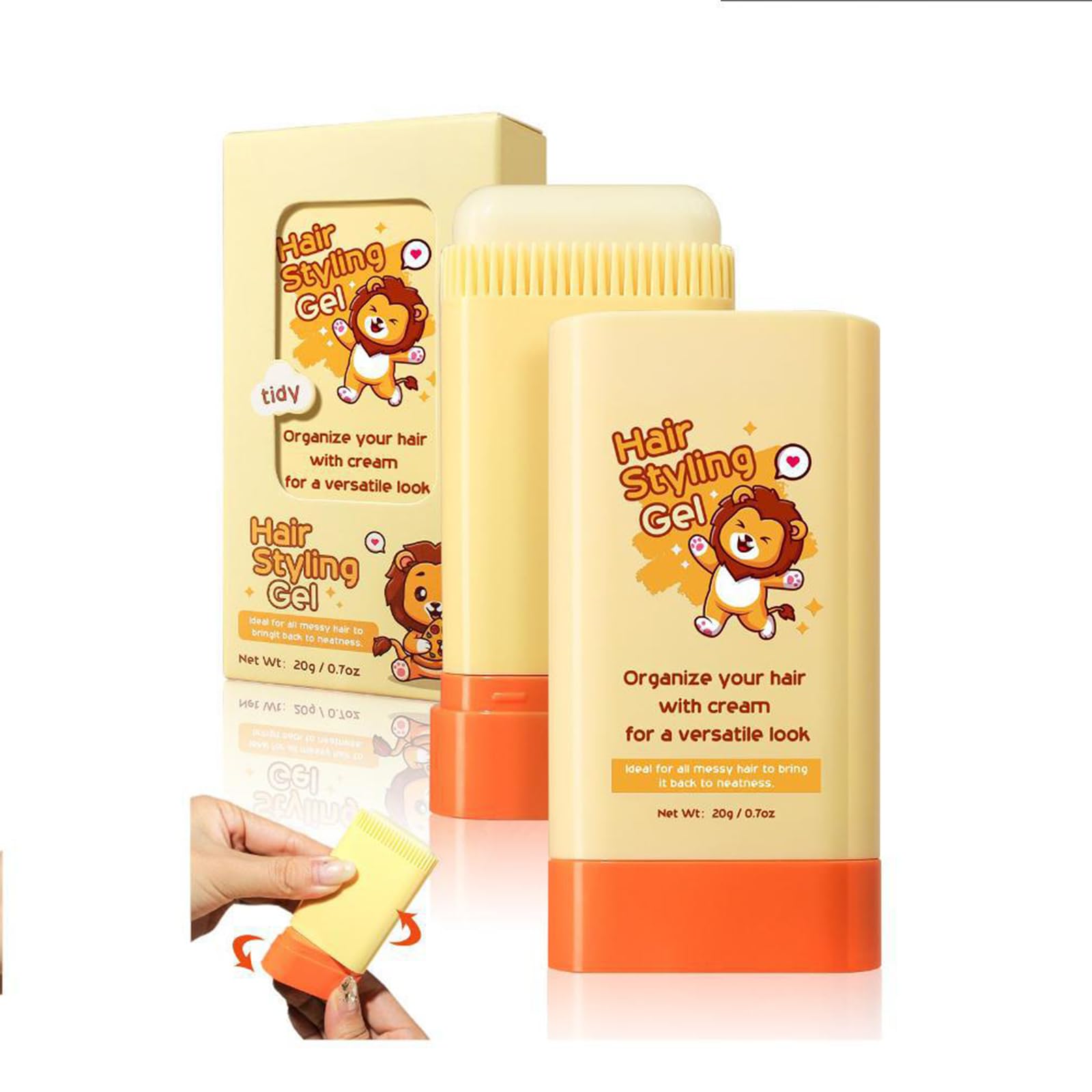 2-in-1 Hair Wax Stick with Built-In Comb for Kids Moisturizing Non-Greasy Hair Styling Stick for Slick Back & Tidy Hair
