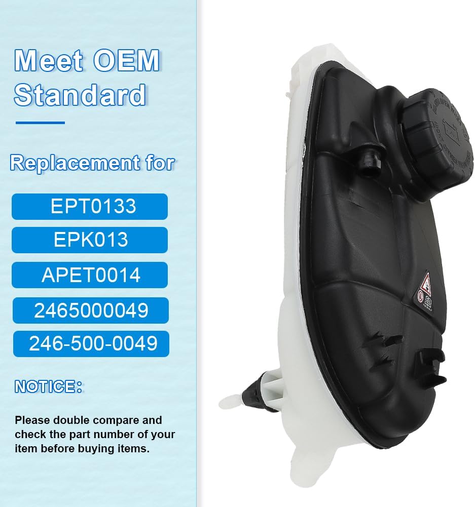 JDMON Engine Coolant Reservoir Tank Replaces EPT0133 EPK0133 2465000049 Replacement for Mercedes-Benz B250 W246 2013-2018, CLA250 CLA45 AMG C177 GLA250 X156 2014-2018 2.0L L4 Radiator Overflow Bottle