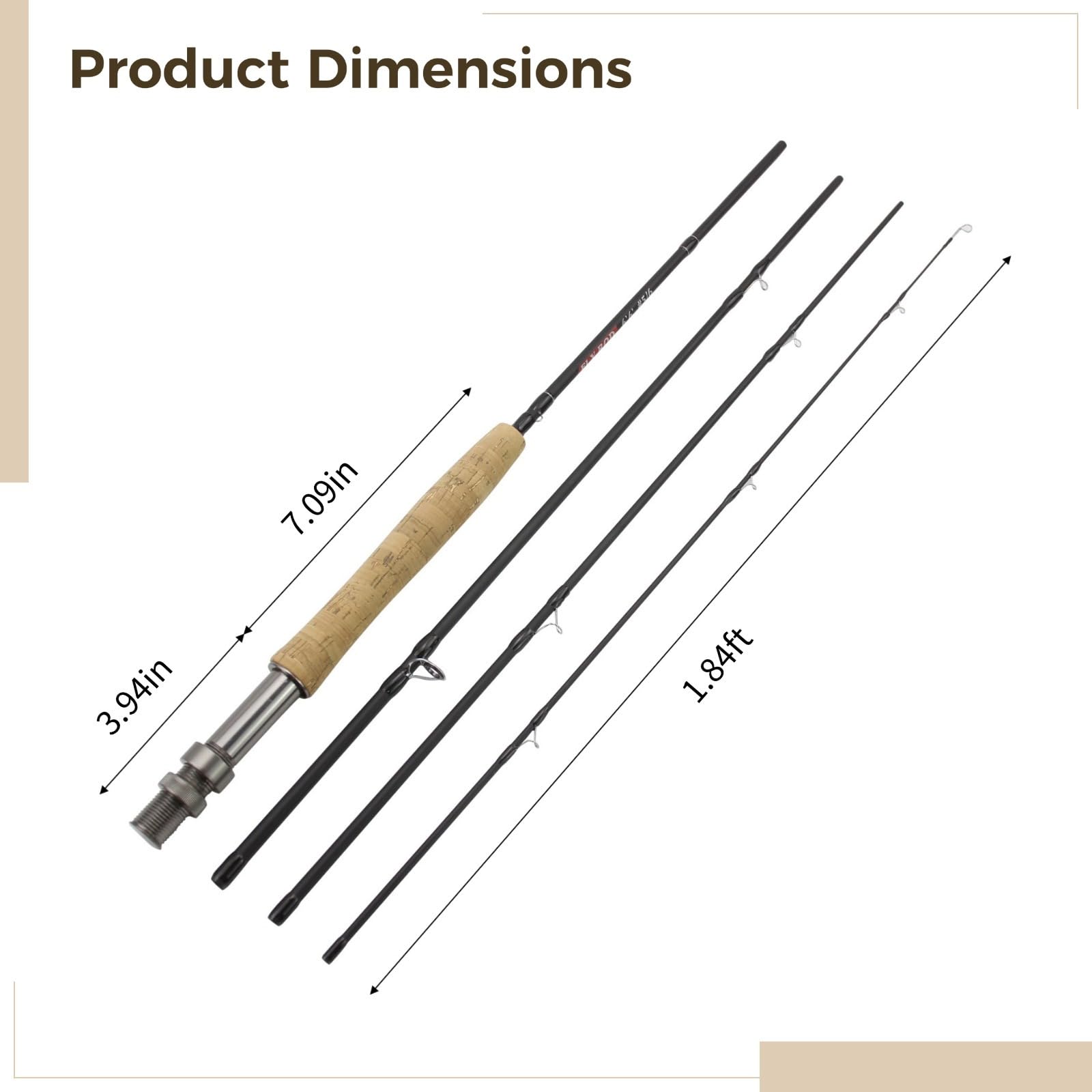 Canne à mouche 8 W, fibre de carbone de 2,7 m, construction Im7, légère, design en 4 pièces pour une action rapide et un lancer fluide, parfait pour la pêche en eau salée