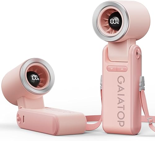 Gaiatop Ventilador turbo portátil de mano, 21 horas de refrigeración, ventiladores de mano 4 en 1 plegables de 180, mini ventiladores personales de