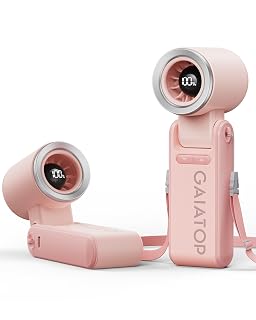 Gaiatop Portable Handheld Turbo Fan, 21 Hrs Cooling, 180° Foldable 3-in-1 Hand Held Fans, 6-Speed (1-100) Personal Mini Handheld Fans, Small Portable Fan for Travel Working Outdoor, Women Gifts Pink