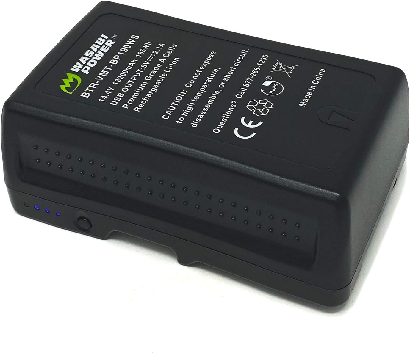 Wasabi Power V Mount/V Lock Battery (195Wh, 14.4V, 13200mAh) Rechargeable Li-ion Battery for Broadcast Video Camcorder, Compatible with Sony HDCAM, XDCAM, Digital Cinema Cameras and Other Camcorders