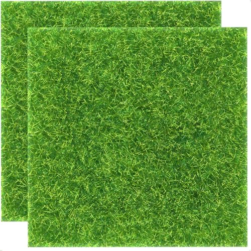 KAEZDD 2 Pieces of 12x12 Inches Fake Grass for Crafts - Artificial Grass - DIY Mini Garden Decor - Faux Turf Squares