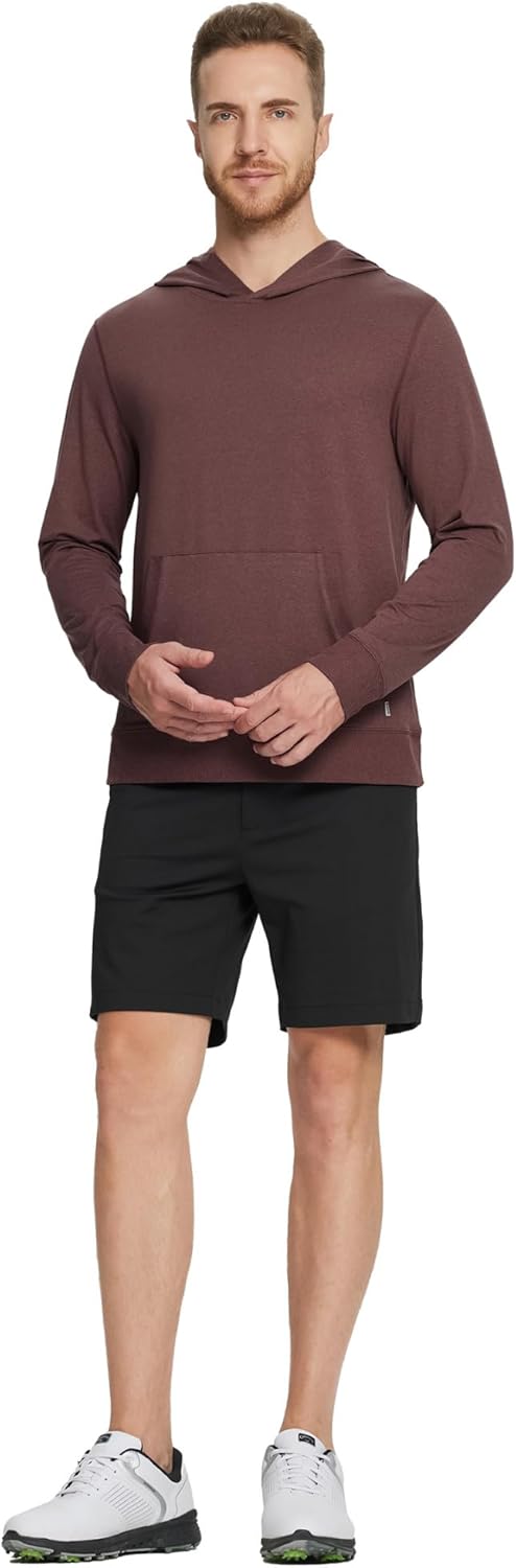 M MAELREG Mens Hoodies Pullover Performance Heather Kangaroo Pocket Thin Hooded Sweatshirt Athletic Golf Hoodies for Men - Image 5