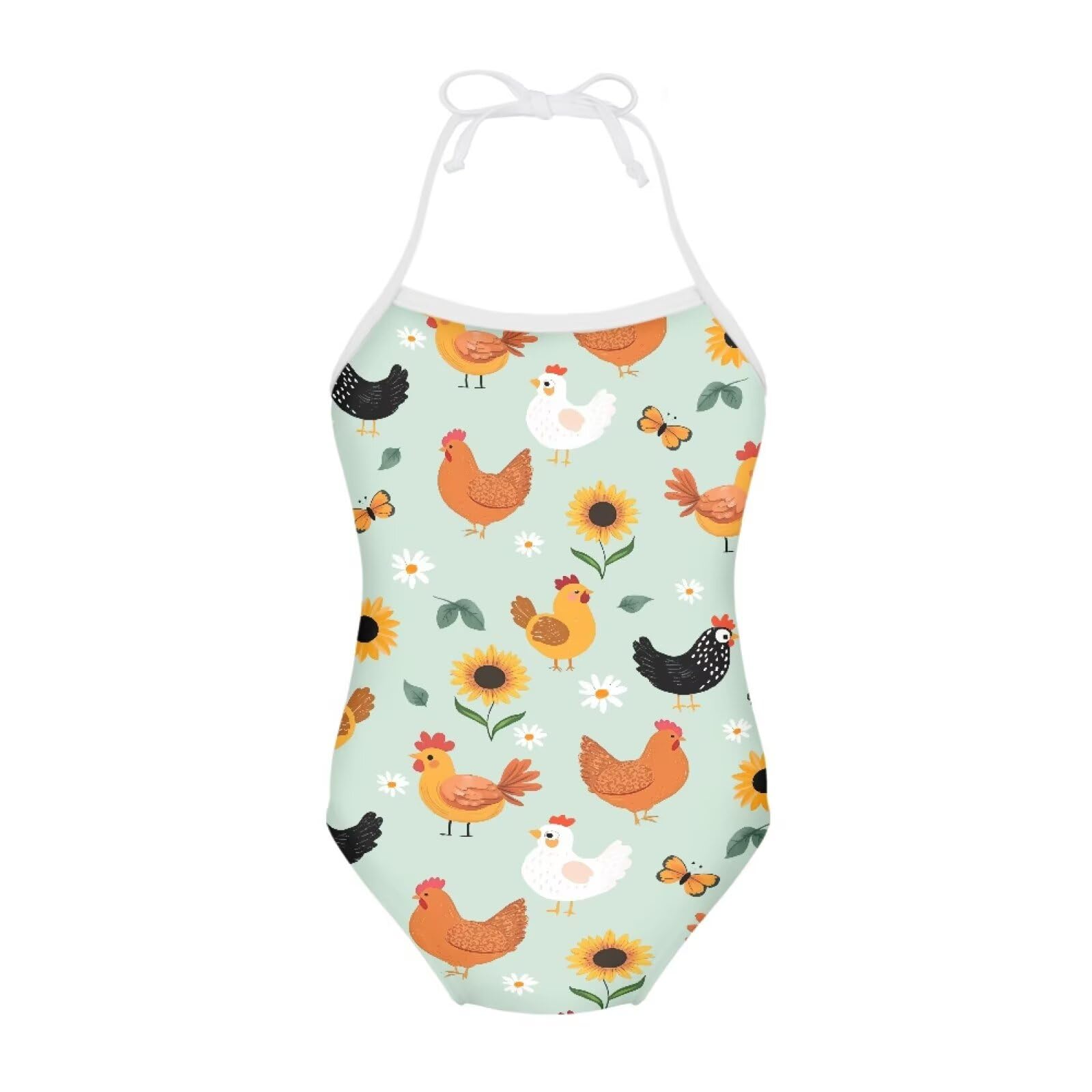 ELEQIN Cartoon Animal Cute Girls One Piece Swimsuit Adjustable Swimwear for 3Y-10Y