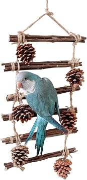 Bird Parrot Ladder Swing, Parrot Chewing Parrot Climbing Ladder Hanging Parrot Cage Bite Natural Wooden Pet Hanging Chewing Bird Cage Accessories