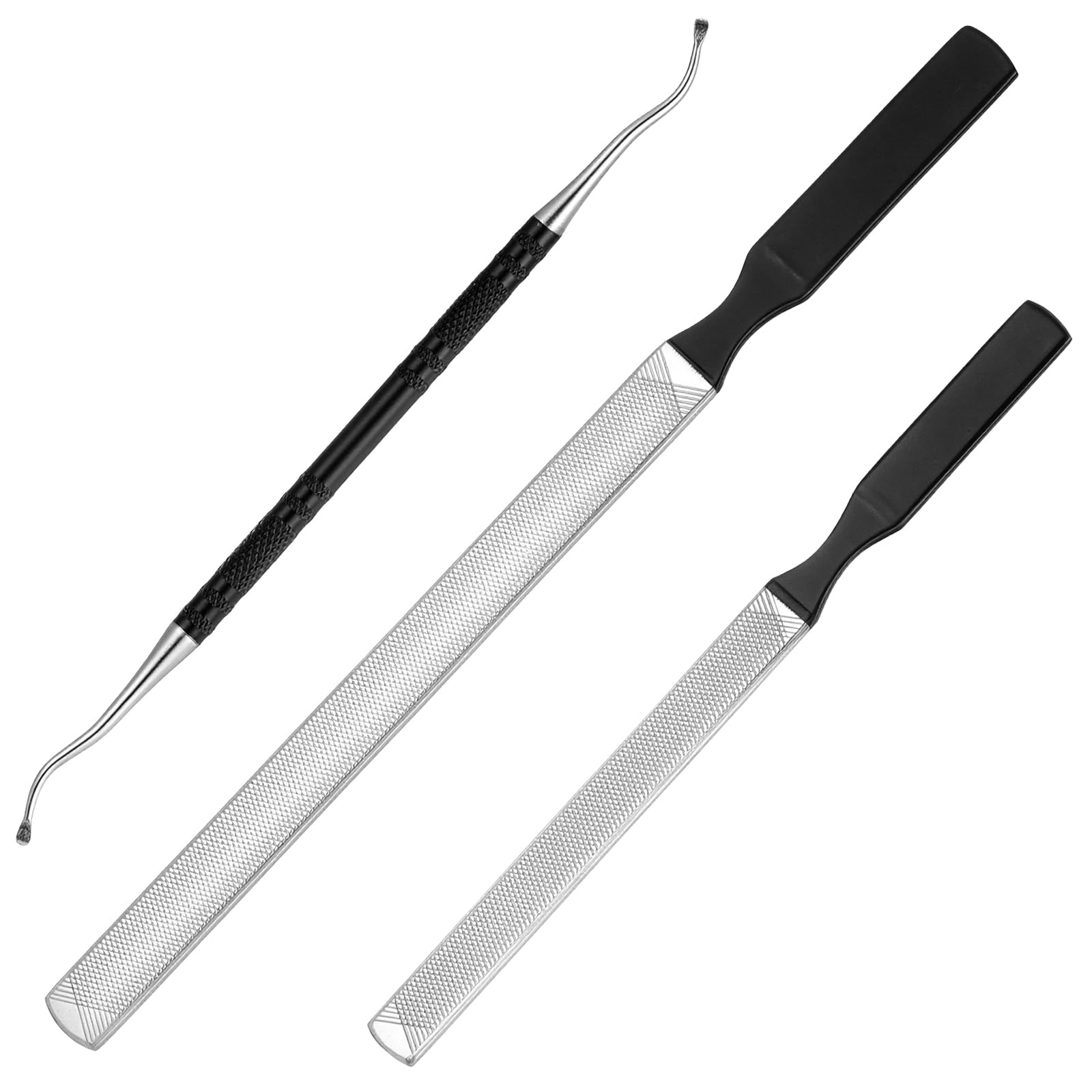 Photo 1 of Hadnves 3 PCS Metal Nail File Toenail File for Thick Nails and Ingrown Relief Stainless Steel Double Sided Heavy Duty with Dual-Ended Toenail Lifter for Seniors Men Women Natural Nails Pedicure Tool