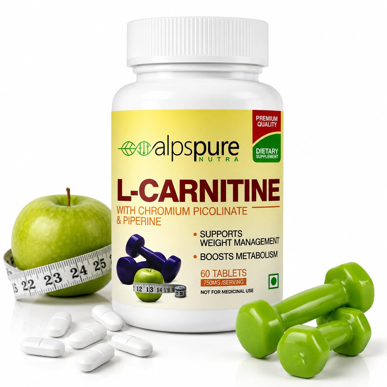 l carnitine chromium picolinate Alpspure Nutra L-Carnitine Tablets with Chromium Picolinate, Piperine | For  Men & Women