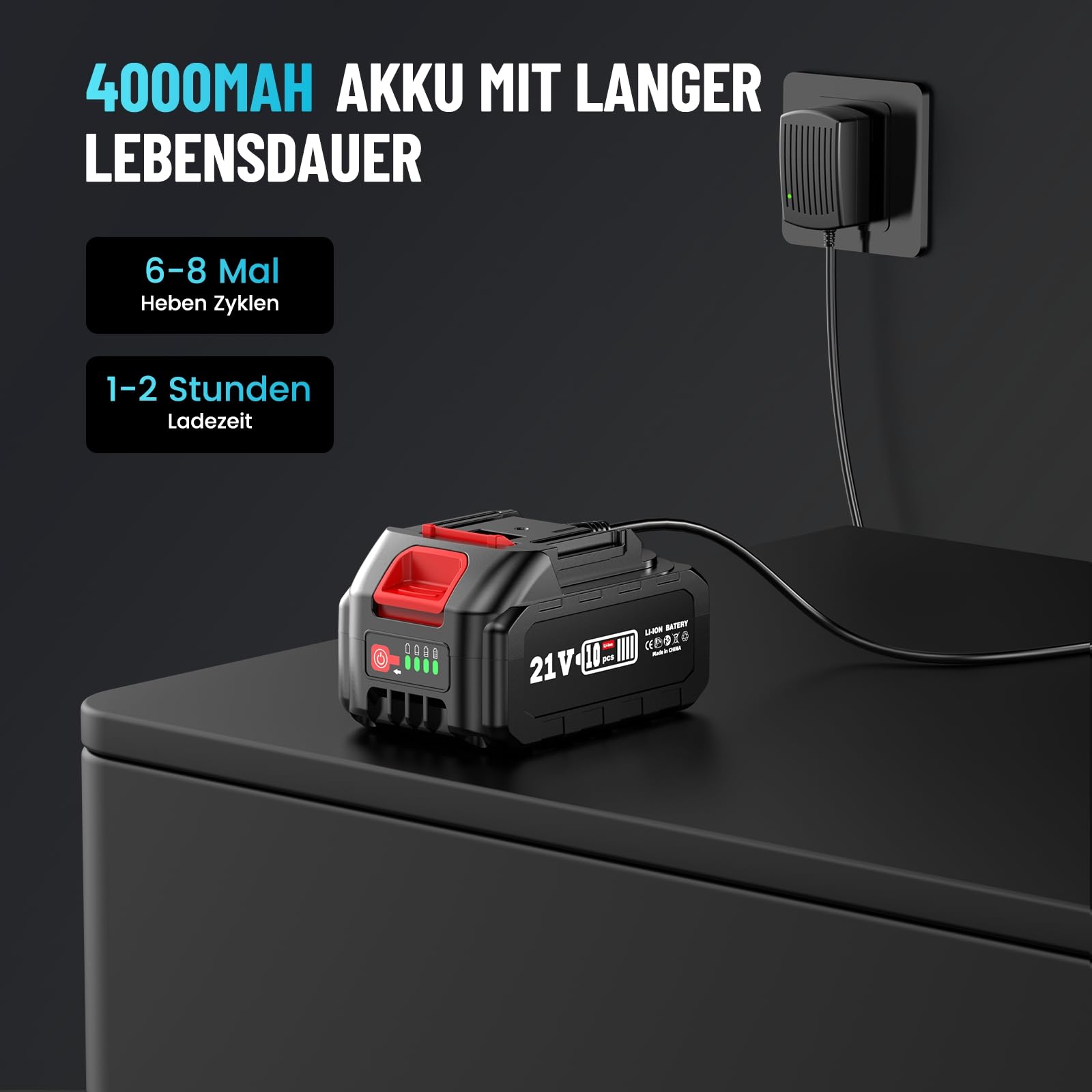 Seesii Elektrischer Wagenheber 5T 3T mit Akku, 21V Akku-Hydraulik Wagenheber Set mit 4,0Ah Batterie & Ladegerät, Kabelloses Reifenwechsel-Set für Auto, SUV, MPV & Pickup (Hubhöhe 15,5–45 cm)