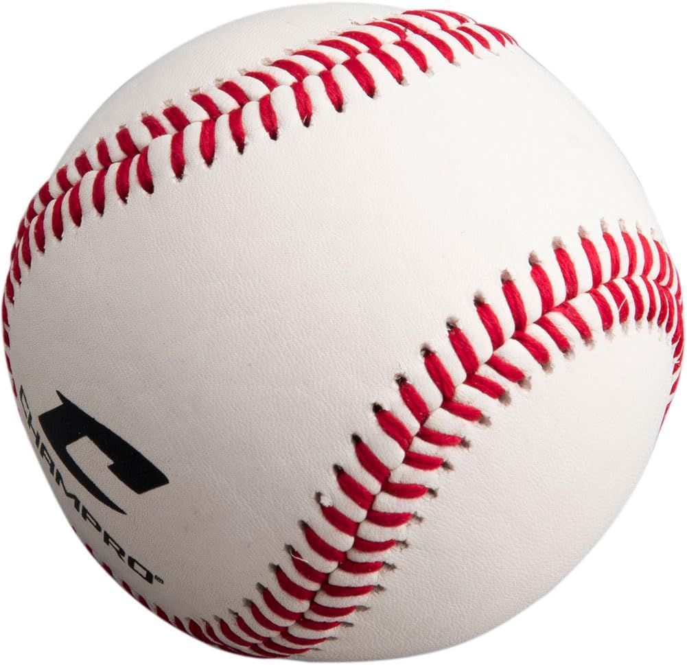 CHAMPRO USSSA Game Baseballs with Full Grain Leather Cover, 12Pack, White