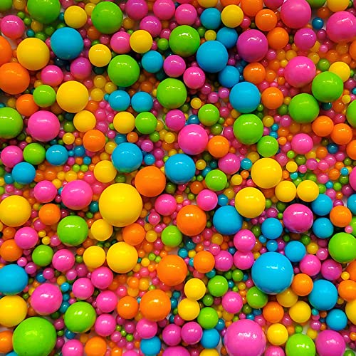Image of Edible Rainbow Sugar Pearls Candy Sprinkles 120G / 4.23Ounce Baking Cake Sprinkles Cupcake and Cake Topper Cookie Decorations Wedding Party Valentines Halloween Christmas Supplies