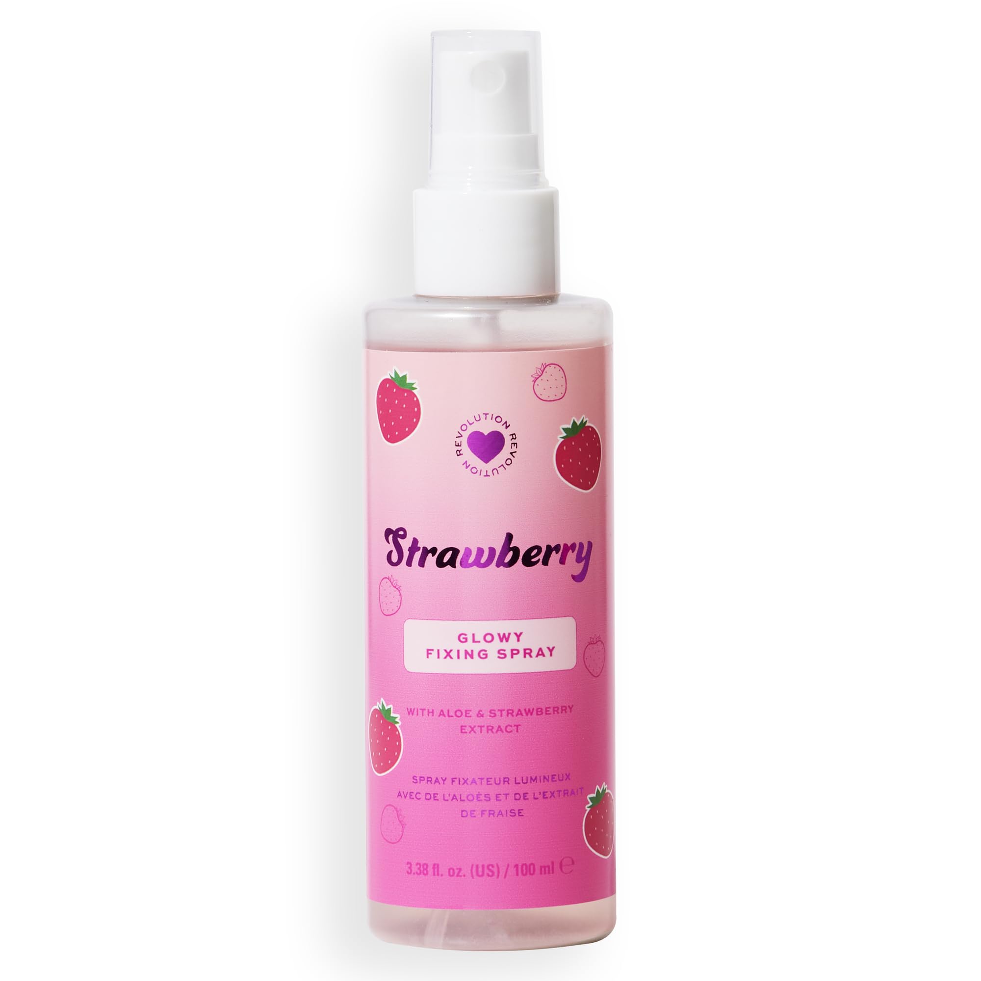I Heart Revolution Strawberry Glow Fixing Spray, Illuminating, Shimmer Formula, Vegan & Cruelty-Free, 100ml