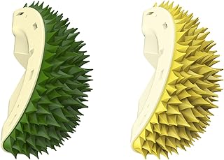 EPMANN 2 Pcs Cat Self Groomer Brush, Durian Shape Grooming Massage Dog Cat Corner Groomer, Self-Adhesive Wall Corner Massage Comb Cat Corner Face Scratcher, Cat Durian Grooming Comb for Cat and Dog