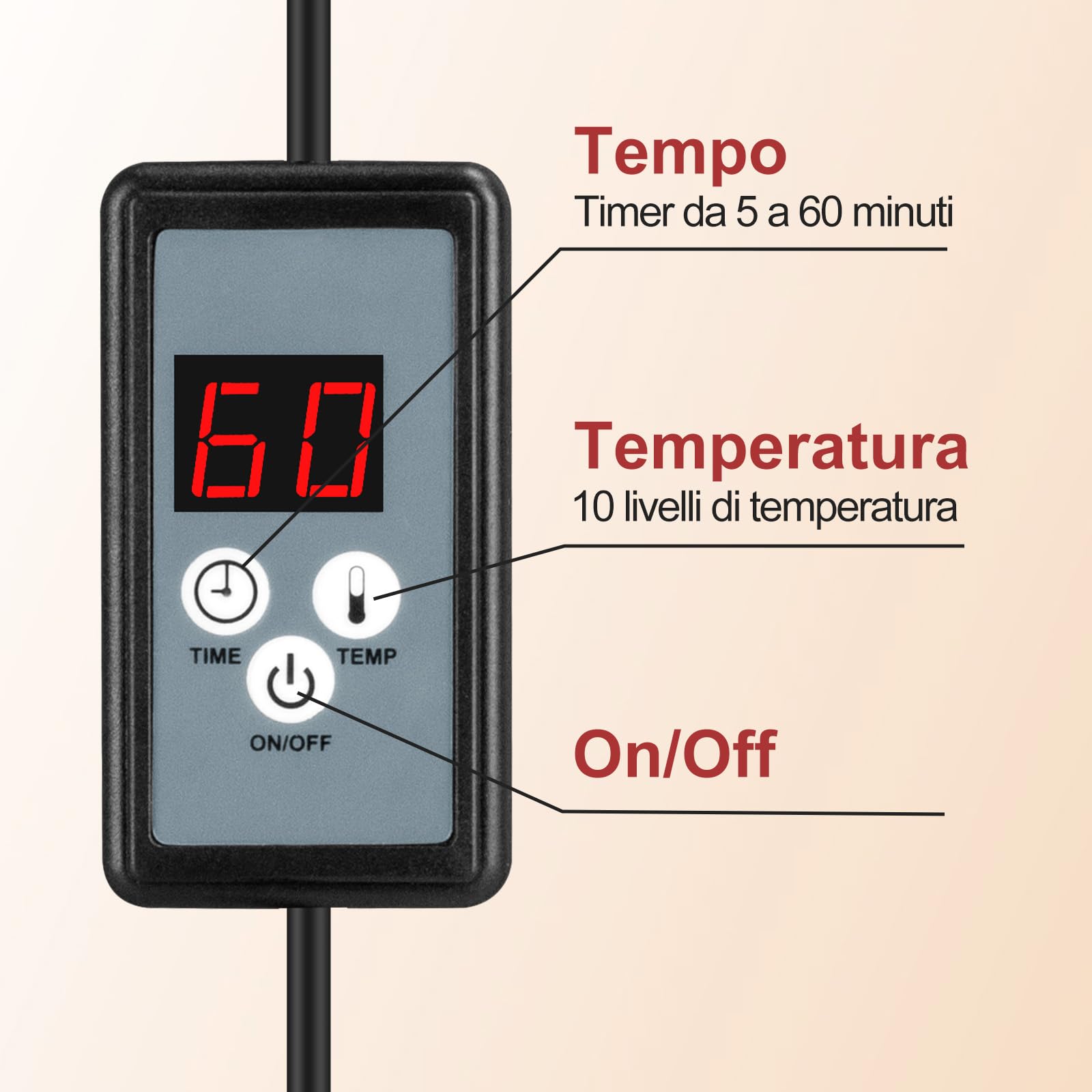 Cozion 100 watt luce rossa, riscaldamento a in-frarossi - temperatura regolabile, luce a in-frarossi con supporto e timer