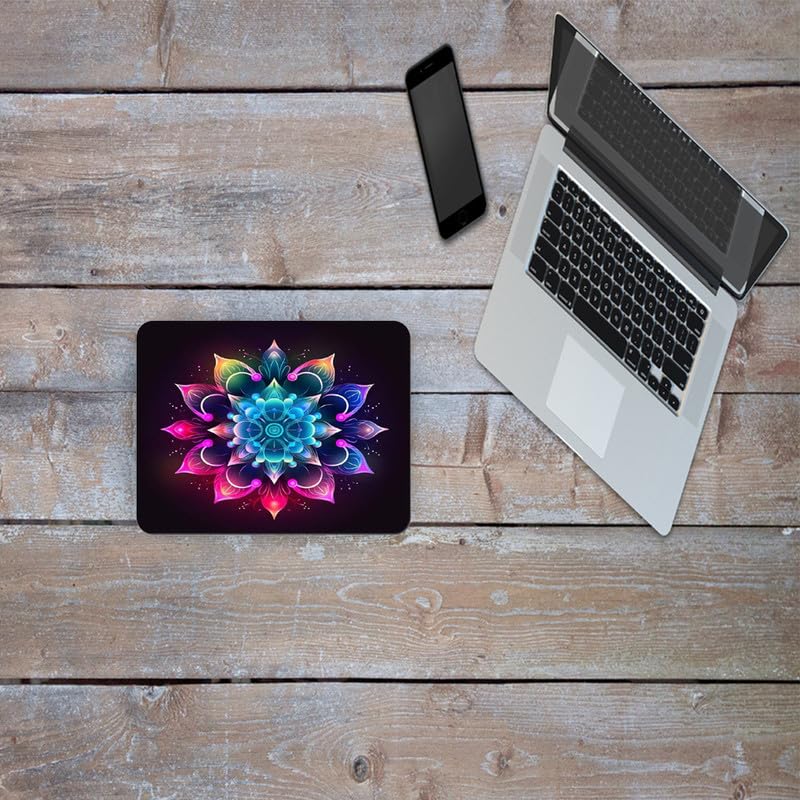 Image of Shivor Gaming Mouse Mat | Radiant Mandala Glow Printed Design | Smooth Precision Control Surface | Non Slip Rubber Base Stability | Compatible with Laser Optical Mice | Artistic Desktop Accessory