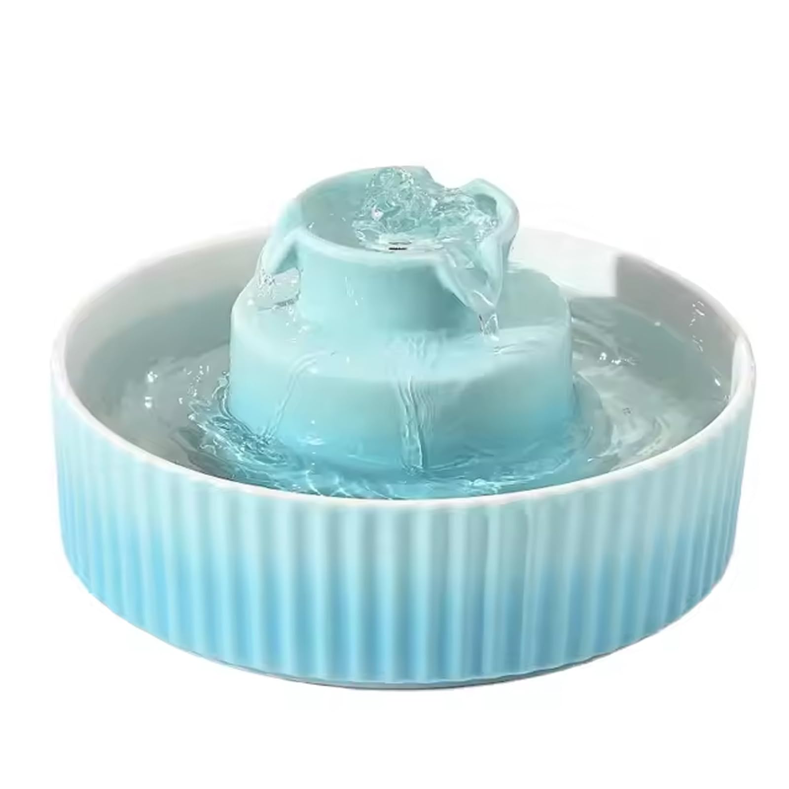 TsoLay Fontana per Gatti in Ceramica, Fontanella per Animali a Circolazione Automatica da 2,1 Litri con Pompa Silenziosa E Filtri di Ricambio, Flusso d'Acqua Silenzioso, per Gatti