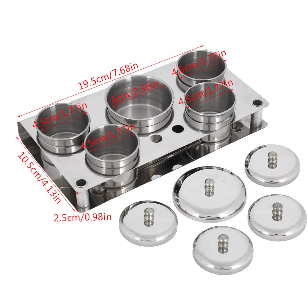 5PCS Nail Art Powder Liquid Cup, Stainless Steel Mini Cans Storage Box Cans Storage Box Compact Manicure Tools Set for Nail Salon