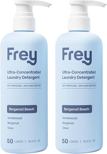 FREY Detergente natural concentrado para ropa 50 cargas concentradas de detergente líquido de alta eficiencia de larga duración, mezcla ecológica