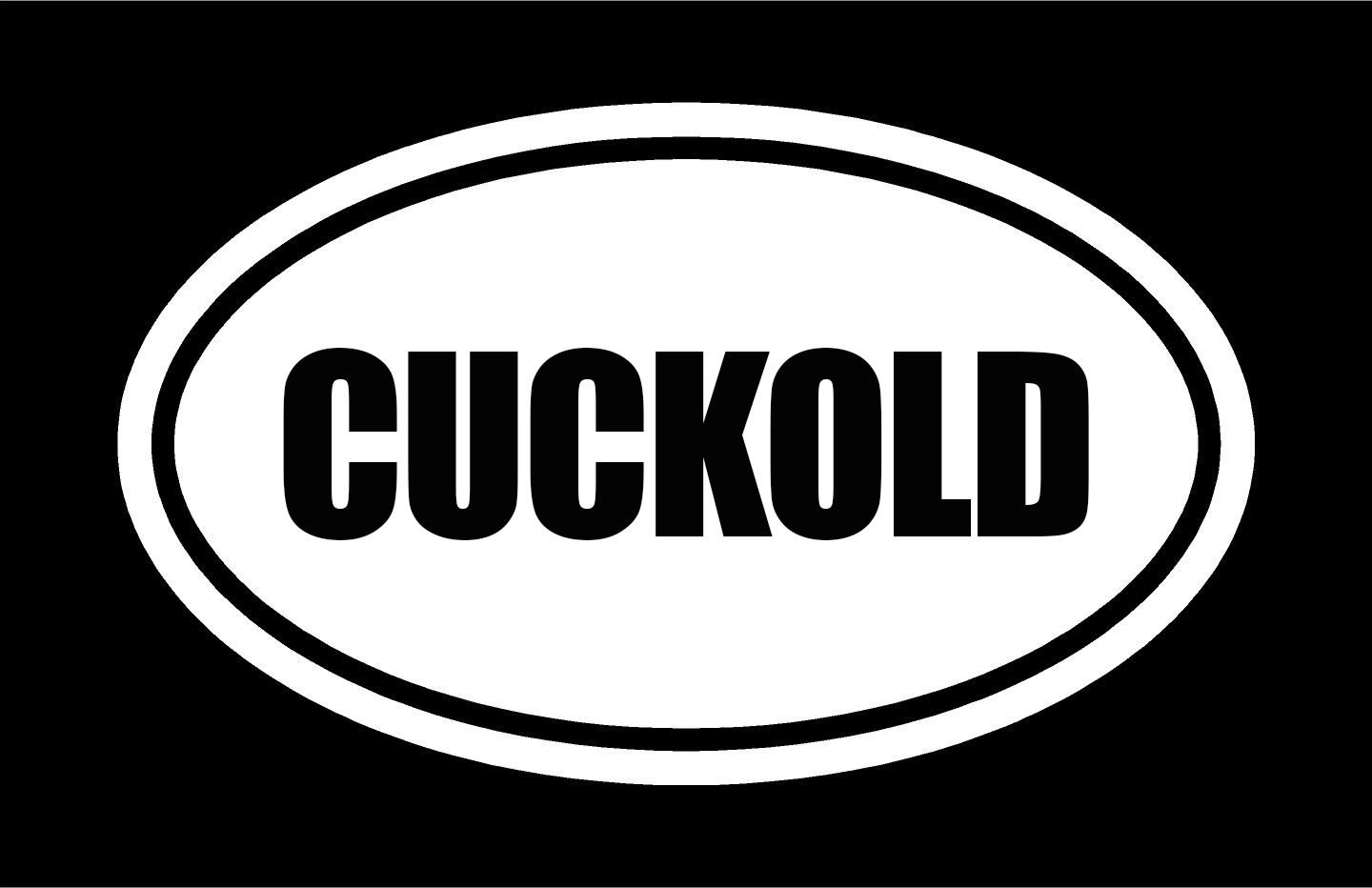 Beach Graphic Pros 6" die Cut White Vinyl Cuckold Oval Euro Style Vinyl Decal Sticker