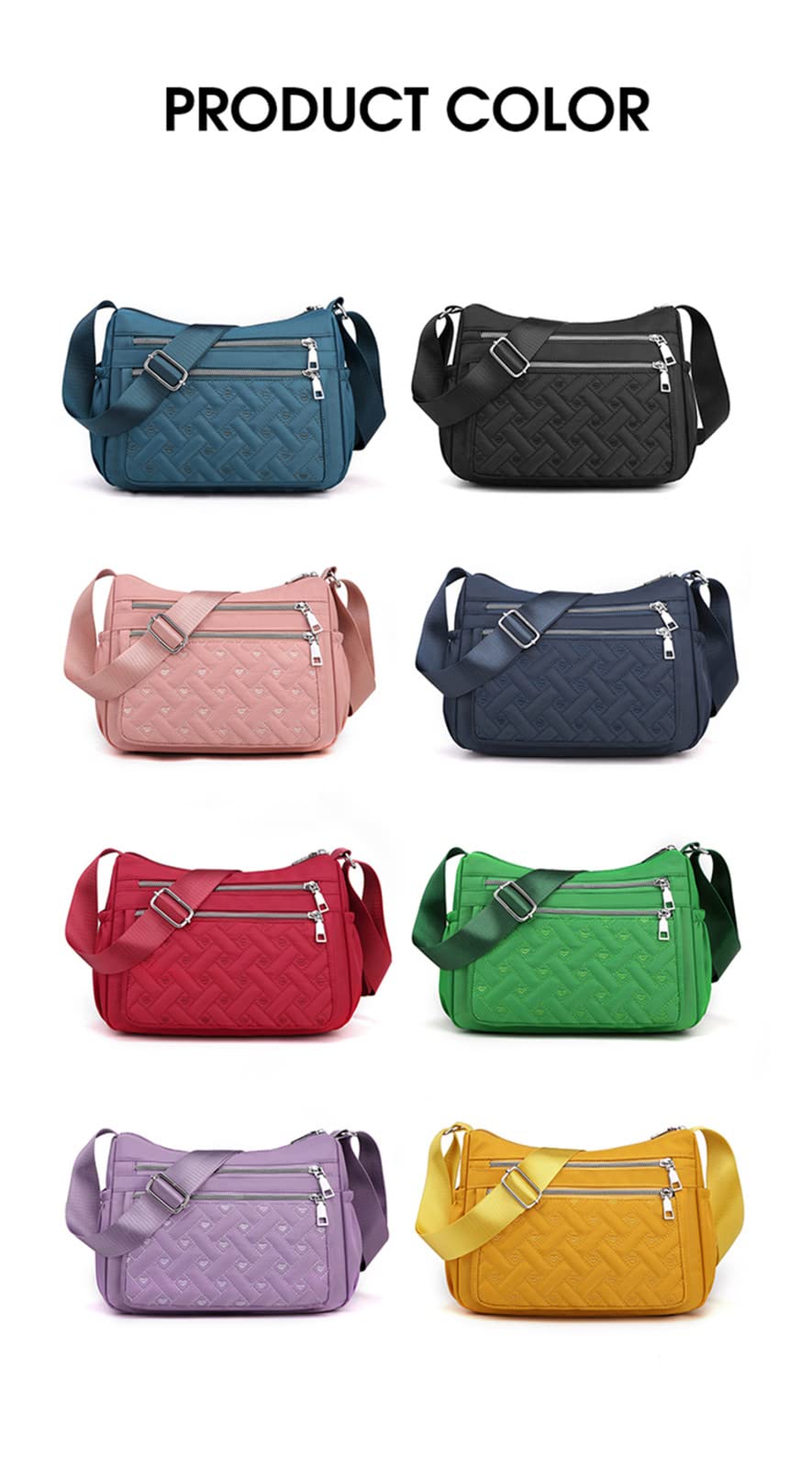 Modna damska torba na ramię wodoodporna nylonowa oxford torba crossbody damska duża pojemność torebki torebka podróżna torby kurierskie, Czarny