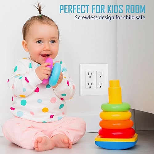 Miniatura 10 de Placa de pared decorativa sin tornillos, cubierta de salida segura para niños, policarbonato termoplástico irrompible, tamaño estándar, brillante,