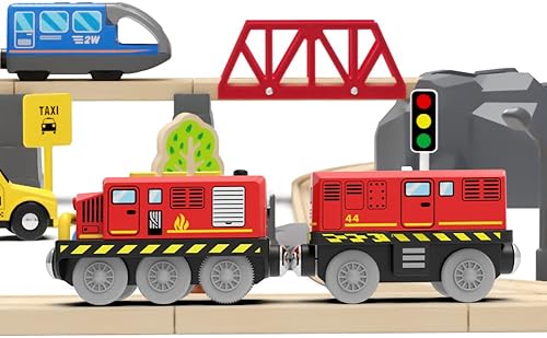 Miniatura 8 de Juego de tren de juguete a pilas con tren magnético, tren eléctrico motorizado compatible con Thomas, Brio, Melissa y Doug