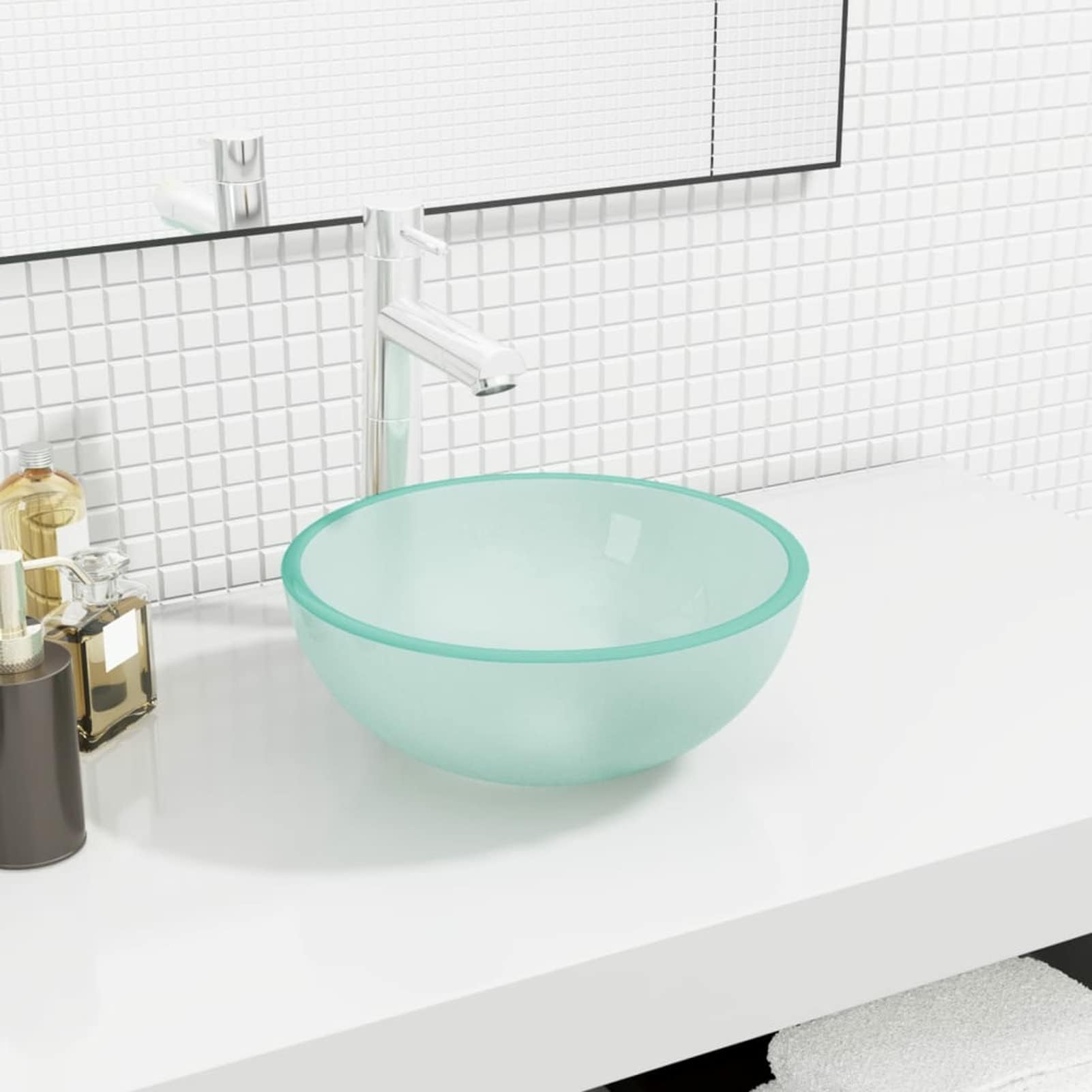 Basin Tempered Glass 30x12 cm Frosted,Basin Tempered Glass,Bathroom Fixtures,Bathroom Sinks-345241