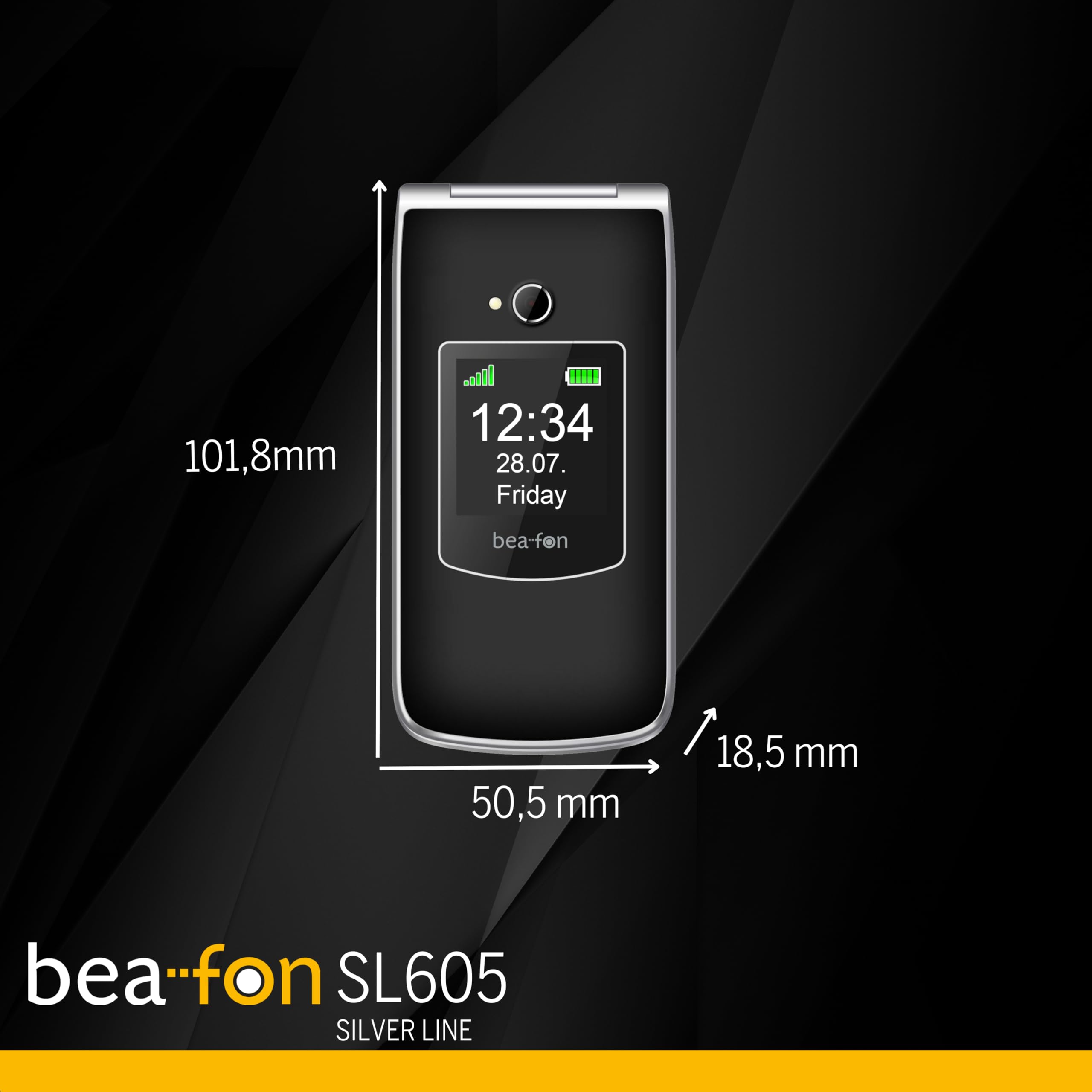 Beafon, SL605, Silverline, Klapphandy, Seniorenhandy mit SOS Notruftaste, Farbinnendisplay 2,4" (6,09cm) / Farbaußendisplay 1,44" (3,65cm), Fotokontaktanzeige, Tastenansage, inkl. Tischladeschale