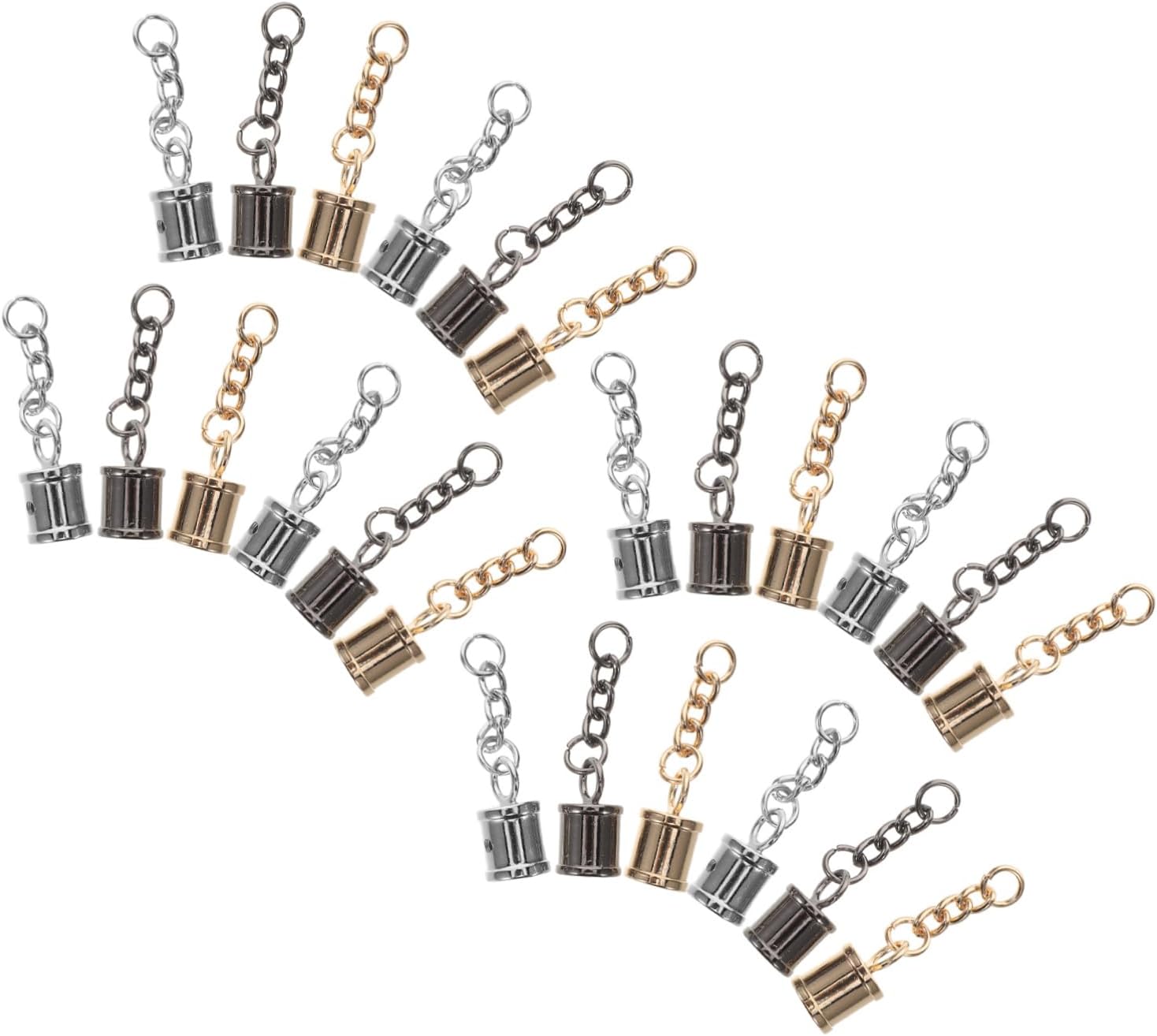 jojofuny 24pcs Tassel Cord End Caps Jewelry Knot Caps for Keychain Craft Projects Design with Smooth Edges for DIY Jewelry Making and Accessory Styling